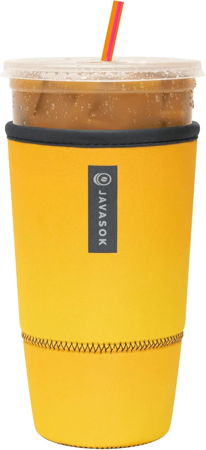 Sok It JavaSok Iced Coffee & Cold Soda Insulated Neoprene Cup Sleeve (Mango Ombre, XXLarge: 44-48oz)