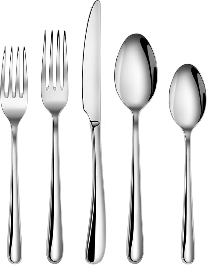 Artaste 56525 Rain II Forged 18/10 Stainless Steel Flatware 20 Piece Set, Service for 4, Silver