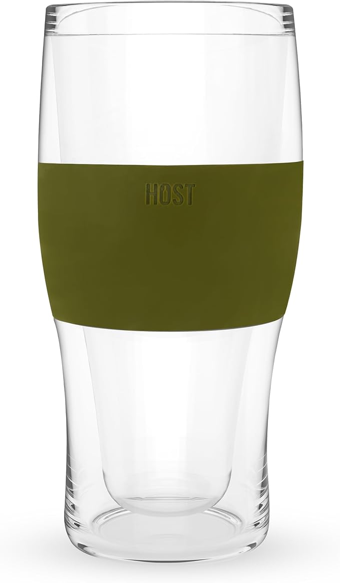 HOST Beer FREEZE Beer Glass Cups Set Drinking Glasses, Freezer Mugs with Gel Double Walled Cool Cups Plastic Multicolor 16oz Set of 4