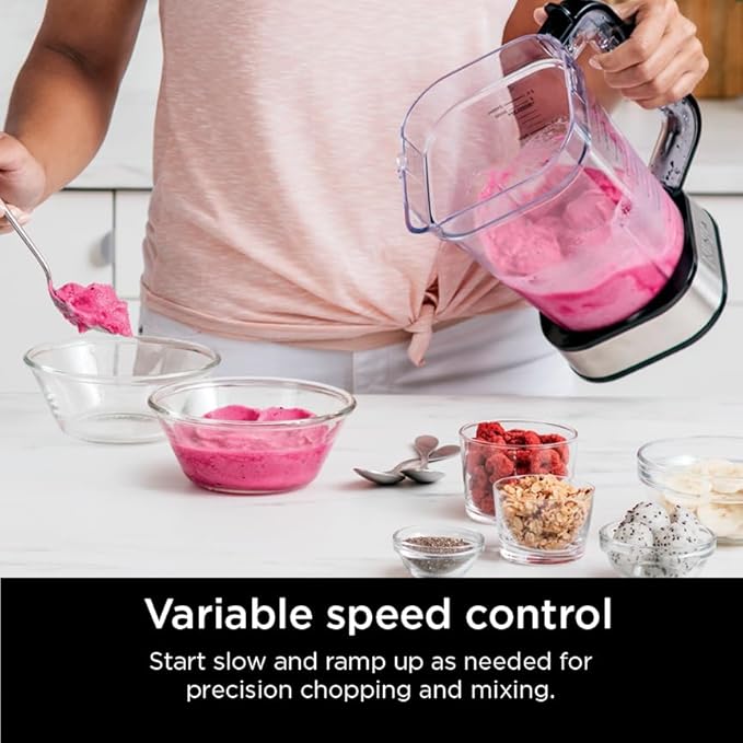 Ninja Blender For Kitchen | Food Processor Combo System | Smoothie Maker & Nutrient Extractor | 6 Functions for Bowls, Spreads, Dough, Shakes | 72-oz. Pitcher & To-Go Cups | Silver | SS351