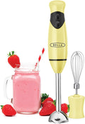 BELLA 2-Speed Hand Immersion Blender with Whisk Attachment, 250 Watt, Yellow, Immersion Blender with Dishwasher Safe Whisk & Blending Attachments for Food Prep (17577)