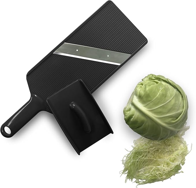 Fixed Thickness Vegetable Slicer – Ultra-Thin Cabbage Shredder for Salads, Jicama Tacos, Onion, Potato Chips – Fine Fluffy Cuts Mandoline Kitchen Tool