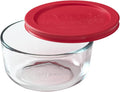 Pyrex Simply Store 2-Cup Single Glass Food Storage Container with Lid, Non-Pourous Glass Round Meal Prep Container with Lid, BPA-Free Lid, Dishwasher, Microwave, Oven and Freezer Safe