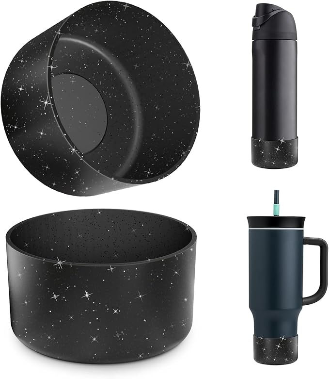 2 PCS Glitter Silicone Boot for Owala Water Bottle, Anti-Slip Protective Sleeve for FreeSip/Twist/Flip Stainless Steel Water Bottles Accessories