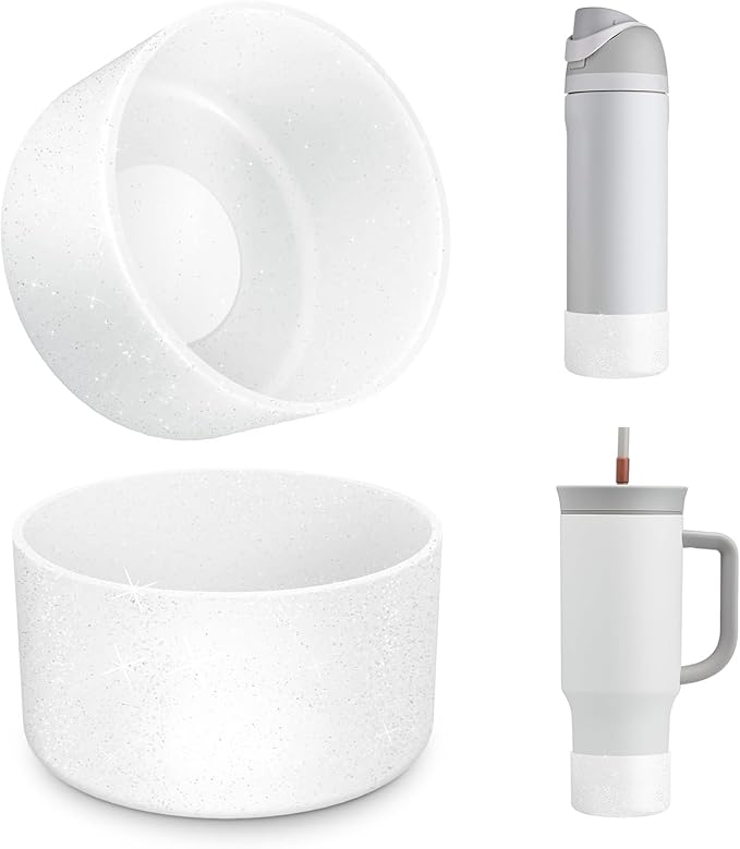 2 PCS Glitter Silicone Boot for Owala Water Bottle, Anti-Slip Protective Sleeve for FreeSip/Twist/Flip Stainless Steel Water Bottles Accessories