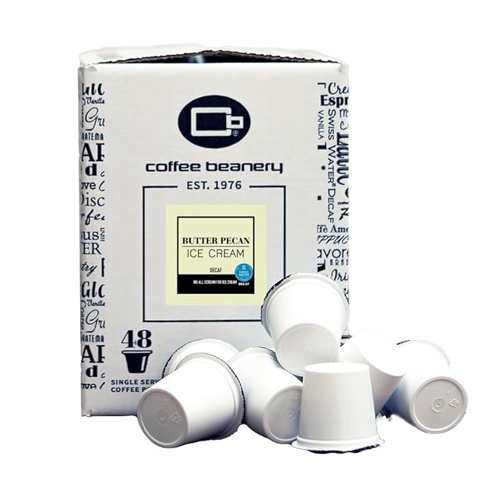 Butter Pecan Ice Cream Decaf Coffee Pods by Coffee Beanery | 96ct Bulk Flavored Decaf Coffee Pods Medium Roast Coffee Pods| 100% Specialty Arabica Coffee| Gourmet Coffee Pods
