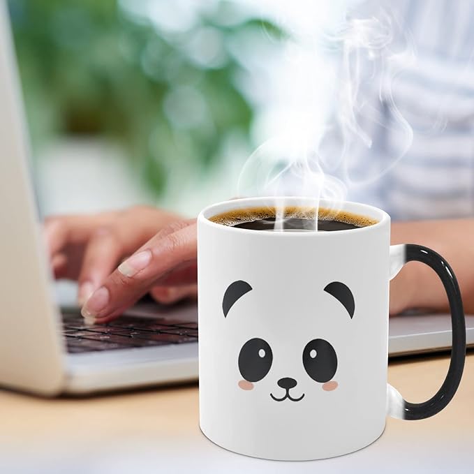 Heat Changing Mug, Funny Panda Color Changing Ceramic Coffee Mug,11 oz Heat Sensitive Magic Cup Xmas Gift for Mom Sisters Girlfriends Friends, Cute Birthday Christmas Gift for Women Men Kids