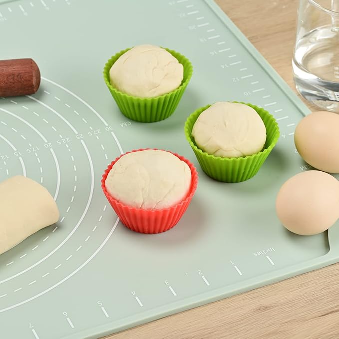 Silicone Pastry Mat 20"*16" Extra Thick Non Stick Baking Mat Food Grade Silicone Dough Rolling Bake Mat with Edge Heightening Green