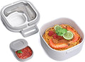 Bento Box for Adults & Kids – Single Compartment Lunch Box,Food Container,BPA-Free,Microwave & Dishwasher Safe with Removable Divider,Utensils & Sauce Jar-White
