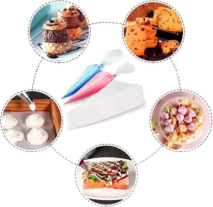 100 Pieces Piping Bags Disposable - Tipless Piping Bags | Pastry Bags | Icing Piping Bags | Frosting Bags for Cake Cookies Baking Decorating
