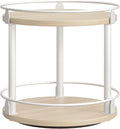Lazy Susan Organizer, Rotating Spice Rack, 2 Tier Spice Turntable Organizer, Industrial Turntable Spice Holder, for Kitchen Countertop, Compact and Versatile, White and Light Oak SR22WG