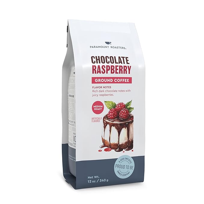 Paramount Roasters Chocolate Raspberry Flavored Ground Coffee, 12 oz medium roast, Paramount Coffee Company