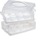 Snapware (2-Layer, 24 Eggs Plastic Detachable Deviled Egg Carrier Storage Container With Lid and Handle, Freezer Dishwasher Microwave Safe (Pack of 6)