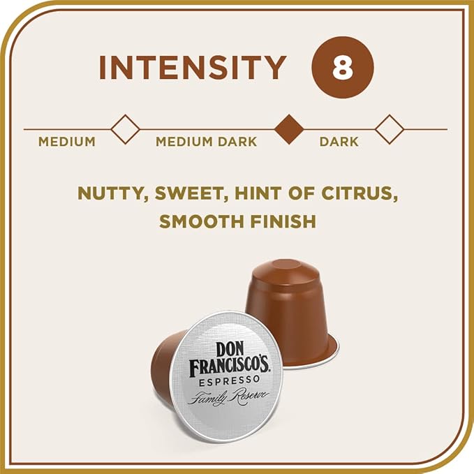 Don Francisco's Old Havana Espresso Pods: 80 Recyclable Aluminum Capsules, Intensity 8 Medium Dark Roast, Compatible with Nespresso Original Line - Bold Cuban-Style coffee with Nutty Notes