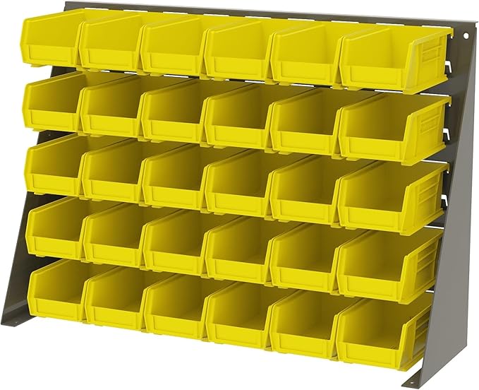 Akro-Mils 30220 AkroBins Plastic Storage Bins, Space-Saving Stackable Bins for Garage, Pantry, Craft Organization, 7-" x 4-" x 3-", Yellow, 24-Pack