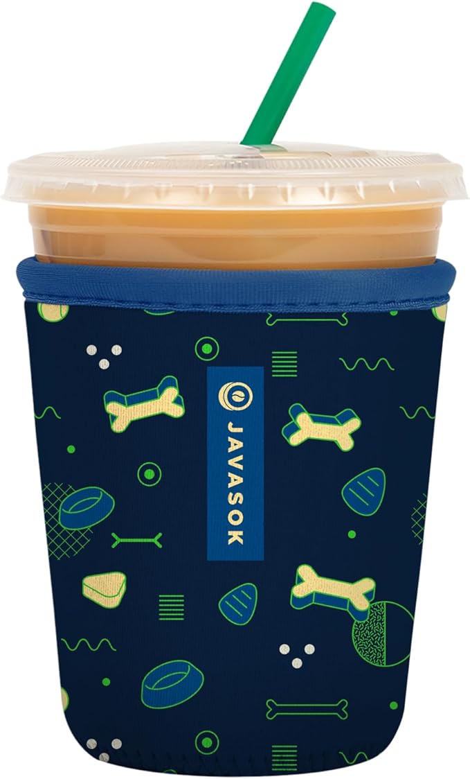 Sok It JavaSok Iced Coffee & Cold Soda Insulated Neoprene Cup Sleeve (Bone Appetit, Small: 16-20oz)