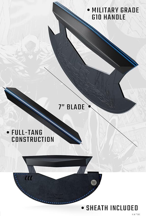 Dalstrong Ulu Chef Knife -7 inch-BATMAN™ Shadow Black Edition-High Carbon Steel BlackTitanium Coated Paring Knife, Mincing, Slicing Meat&Herb-G10 Handle-Sheath Cover