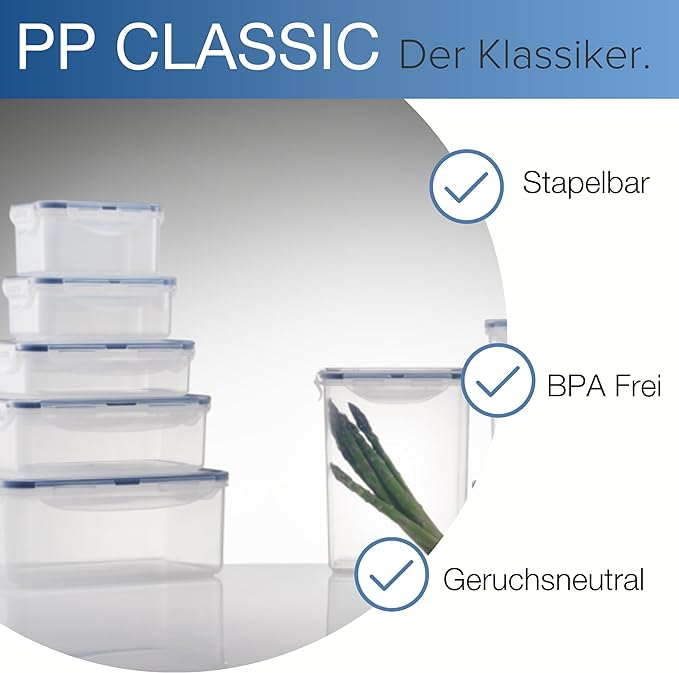 LocknLock Easy Essentials Food Storage lids/Airtight containers, BPA Free, Rectangle-186 oz-for Flour & Sugar, Clear