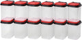 Buddeez Bits and Bolts Storage Containers - Stackable Clear Organizers for Tools and Parts - 12 Pack Red Lid