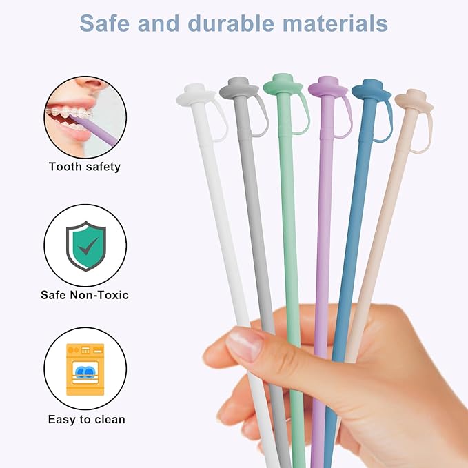 Reusable Silicone Straws with Cover, Bite-Safe, 12”Long Collapsible Drinking Straws for Stanley Owala Cups, Tumblers & Travel – Trim to Fit Any Cup (Green)