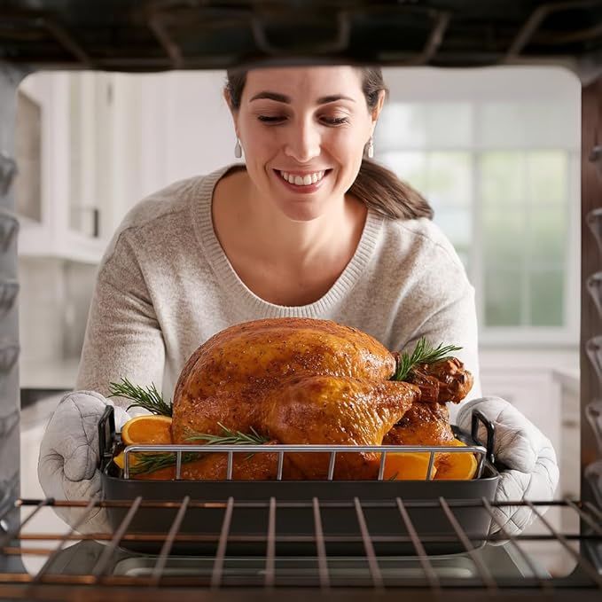 HIC Kitchen Roasting Pro V-Shaped Baking Rack, Chrome-Plated Steel, For Even Cooking And Juicy Results, 15.75 x 10.25 x 4-Inches