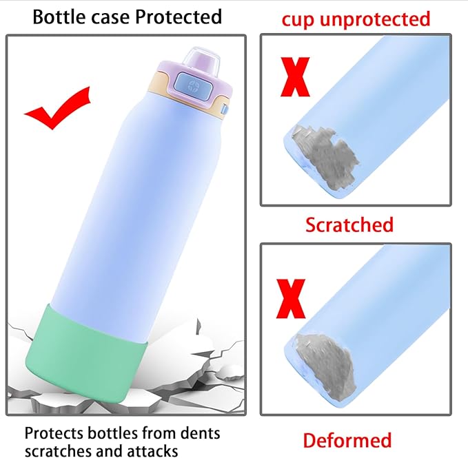 2 PCS Silicone Bottom for Ello Pop 32 OZ Water Bottle, Water Boot for Ello Pop,Avoid Scratches and Noise (Green, 22oz)