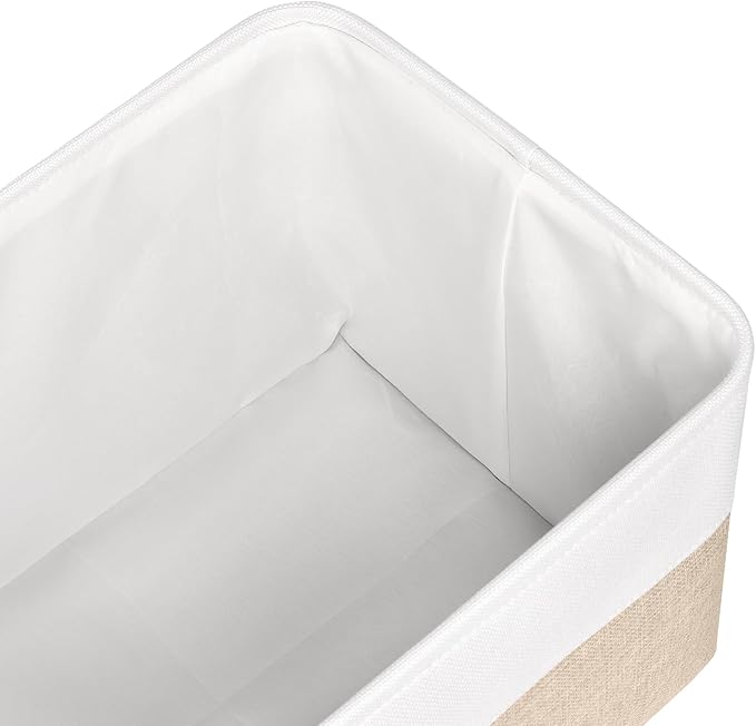 Kntiwiwo Foldable Storage Bin Collapsible Fabric Storage Basket Cube with Durable Handles Closet Organizer Bins for Organizing Shelves Drawers, Set of 3, 17" x 11.8" x 9.8", Beige