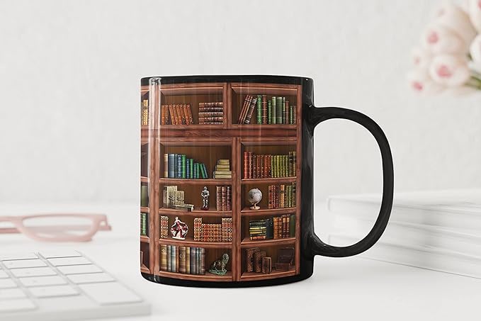 2IMT Book Mug Librarian Gifts for Book Lovers Women - Library Coffee Mug Books Club Gifts for Women - Reading Bookish Items Bookworm Librarian Lovers for Readers Writer Black 11oz