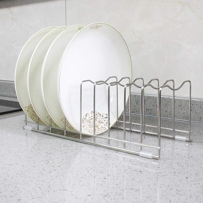 FLSEPAMB Lid Organizer Pot Lid Organizer 10-Tier Pot Lid Rack Holder Suitable for Bakeware Dish Plate, Cutting Boards, Pots & Pans, Serving Trays, Reusable Containers in Cabinet Pantry (1 Pack)