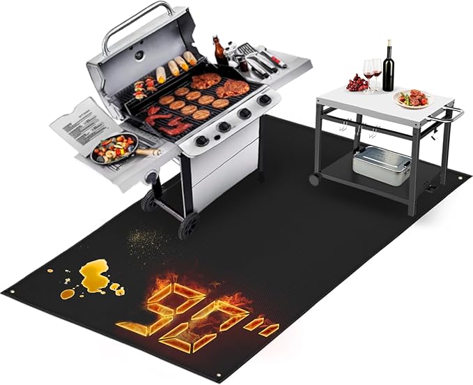 TOHONFOO 90 x 48 in Extra Large Grill Mat for Outdoor Grill - Grilling Mats for Outdoor Grill to Protect The Deck, Patio, Pavers - Easy to Clean BBQ Mats - 0.6mm