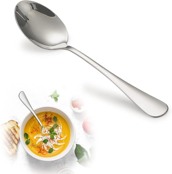 Stainless Steel Teaspoon Set, 8 Pieces, 7.3 Inches, Mirror Finish, Dishwasher Safe