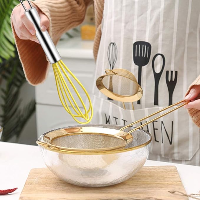 4 Pack Colorful Mini Silicone Kitchen Whisks with Stainless Steel Handles for Milk Egg Blending Stirring Whisking and Beating(4 Colors,6 Inches)