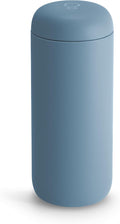 Fellow Carter Move Travel Mug - Vacuum-Insulated Stainless Steel Coffee and Tea Tumbler with Ceramic Interior and Splash Guard, 16 oz Cup - Hazy Blue