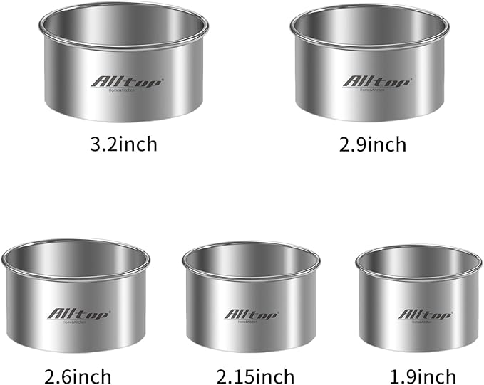 ALLTOP 5 Pcs Round Biscuit Cutter-Stainless Steel Baking Essential Tool for Effortless Circle Cookie Shaping,Pastry,Cake Decoration&Fondant Creation–Precise Cut Utensil for Dumpling,Scone, Donut