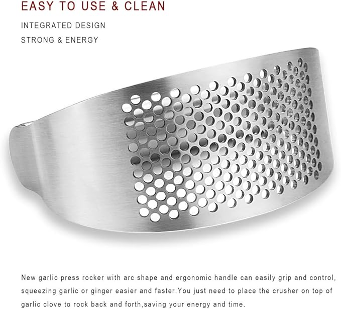 Garlic Press Rocker, Bottle Opener, Stainless Steel Garlic Crusher Chopper Squeezer Slicer Mincer