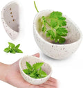 Pottery Herb Stripper Bowl, Ceramic Herb Stripper, handmade, different sizes of round holes, kitchenware for root removal (WHITE, 1)