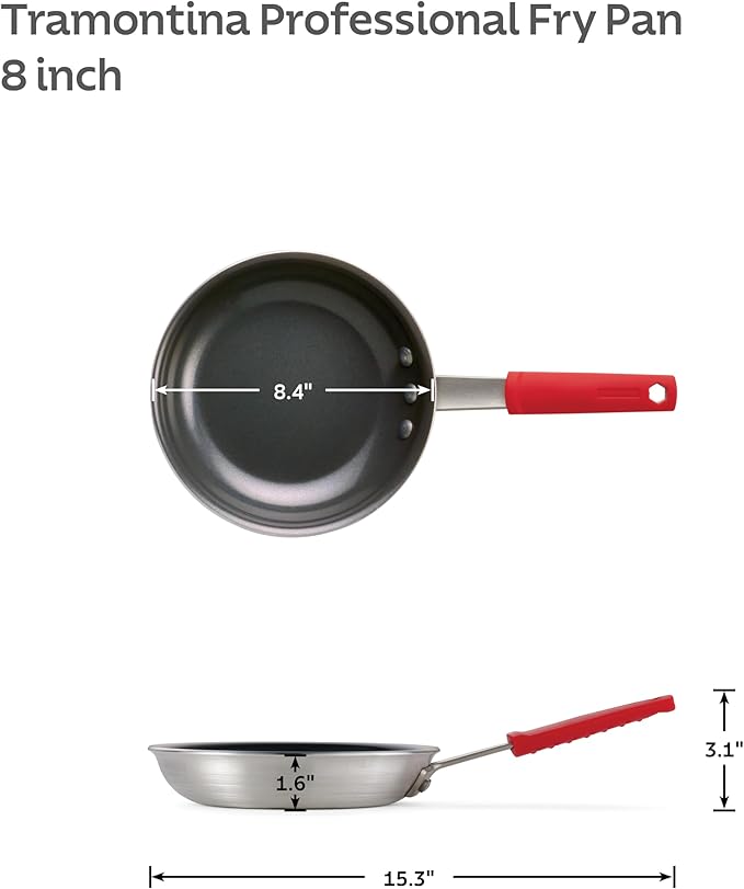 Tramontina Professional 8-Inch Ceramic Non Stick Small Frying Pan, Heavy-Gauge Aluminum Skillet with Nonstick Coating, Dishwasher and Oven Safe, Black