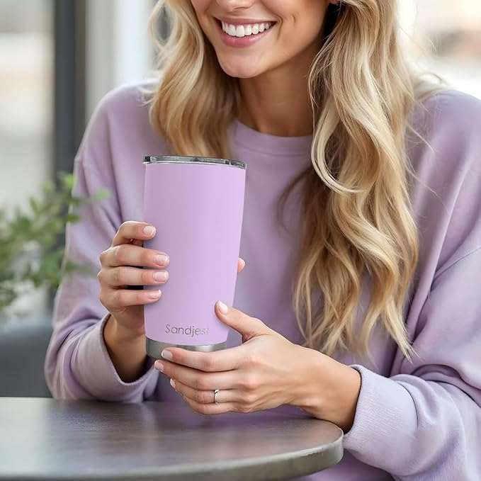 SANDJEST Purple Tumbler 20oz Stainless Steel Double Wall Vacuum Insulated, Travel Coffee Cup, Gifts for Men Women Birthday Christmas