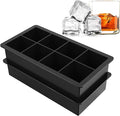 Ice Cube Trays Large Size Silicone Square Ice Cube Molds for making 8 Giant Ice Cubes for Whiskey and Cocktails, Keep Drinks Chilled, Reusable and BPA Free 2 Pack