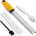 Koythin Zester, Lemon Zester & Cheese Grater with Brush, Heavy Duty Kitchen Tool for Zesting Citrus, Parmesan Cheese, Chocolate, Ginger, Fruits, Stainless Steel with Handle and Cover (Yellow)