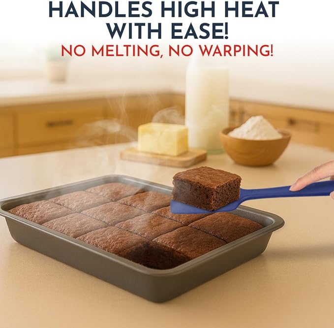 4-Piece Blue Baking Spatula Set - Holiday Baking Essentials, Rubber Spatulas Silicone Heat Resistant, BPA-Free - Spatula Set for Nonstick Cookware - Silicone Baking Utensils