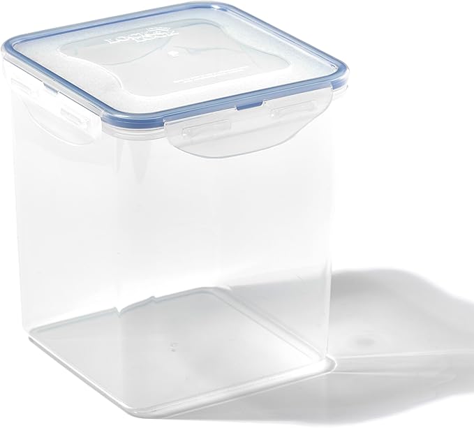 LOCK & LOCK Easy Essentials Plastic Food lids/Pantry Storage/Airtight containers, BPA Free, Square-11 Cup-for Sugar, Clear