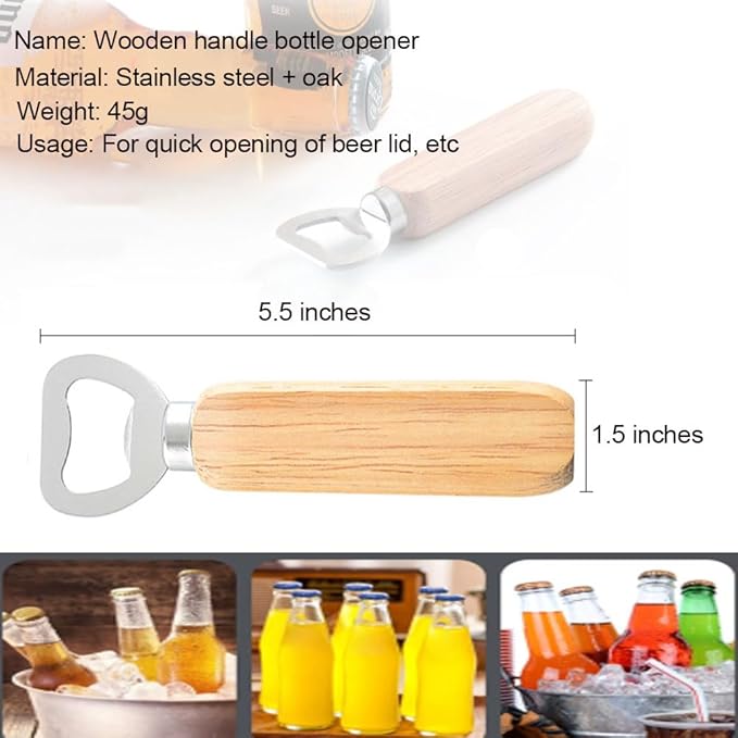 Wood Wine Bottle Opener, Beer Bottle Openers, Cider, Soft Drinks Bottle Opener for Home, Bar, Restaurant，Wedding Favors ，Wood Handle Handheld (set of 13)