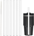 Replacement Straw Compatible with Stanley 14 oz 20 oz Cup Tumbler, 6 Pack Reusable Straw with Cleaning Brush, Plastic, Clear, Dishwasher Safe