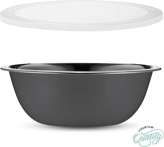 WHYSKO Stainless Steel Mixing Bowl Set, 10 Piece Stainless Steel Mixing Bowls with Lids Set for Food Prep Storage and Serving, Dishwasher Safe for Kitchen Baking Cooking, Grey