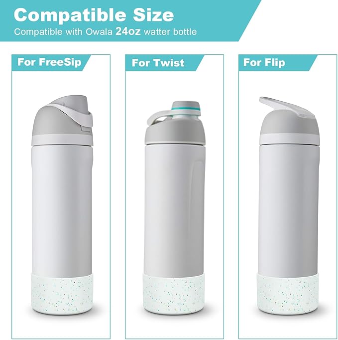 2PCS Glitter Silicone Boot for Owala Water Bottle, Anti-Slip Protective Sleeve for Owala Twist,FreeSip and Flip Stainless Steel Water Bottle, BPA-Free, Dishwasher Safe, Accessories
