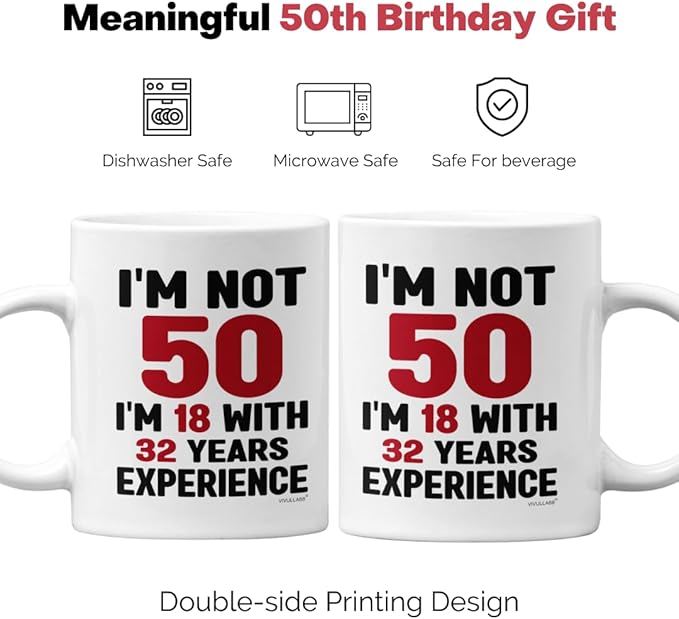 50th Birthday Mug, 1975 Vintage Coffee Cup for Women, Men, Her, Him, Best Fabulous Gift Idea for Wife, Husband, Mom, Dad, Sister, Friend Turning Fifty, Funny Gag Present, Happy 50 Year Old Celebration