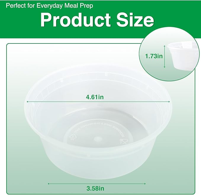 Deli Food Containers with Lids 8 oz-20 Pack Meal Prep Containers Food Storage Containers with Lids Stackable, Leakproof, BPA Free, Microwave Dishwasher Freezer Safe for Takeout Meal