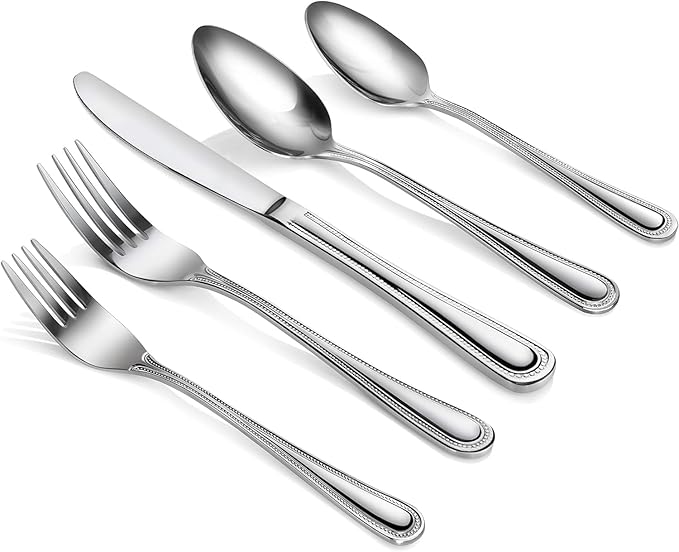 New Star Foodservice Bead Pattern, Stainless Steel, 60-Piece Flatware Set
