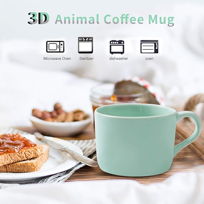 Surprise 3D Coffee Mug Animal Inside 8 oz with Bunny,Cute Cartoon Handmade Ceramics Cup,Christmas Birthday Surprise for Friends Family or Kids (Bunny)